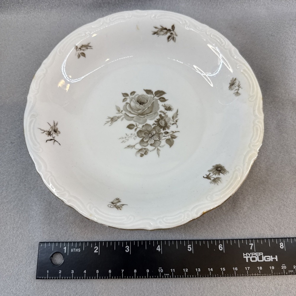 Vintage Mitterteich Bavaria Charming Barbara Shallow Soup Bowl 8",‎ Gold Trim